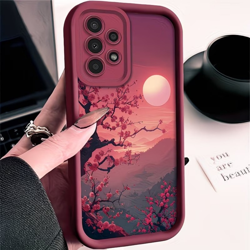 Phone Cases For Samsung S21 5G - Sunset Mountain Peak Sturzsichere Rote Handyhülle