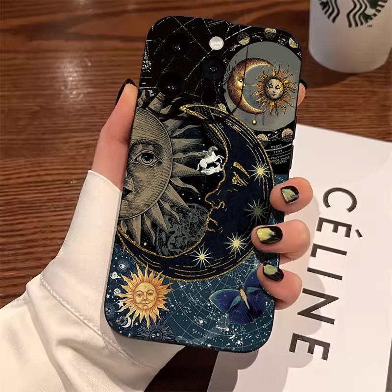 Phone Cases For Samsung S21 5G - Ästhetische Sonne-Mond-Print Handyhülle für Samsung Galaxy