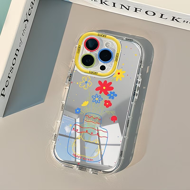 Phone Cases For Iphone 13 - Sommerliche Gänseblümchen-Katzen-Vasen-Design Spiegel-Handyhülle für iPhone 17