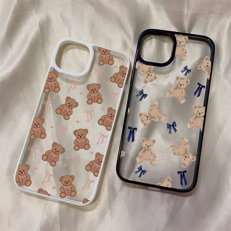 Phone Cases For Samsung S21 5G - Niedliche Teddybär-Bowknot-Handyhülle für Samsung Galaxy S24