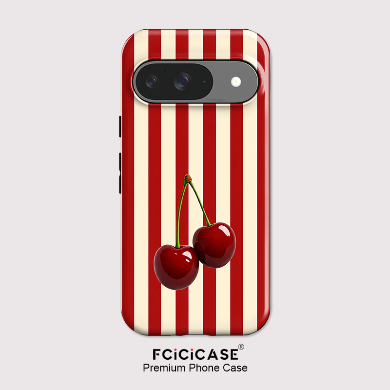 Phone Cases Cherry - Fcicicase Handyhülle mit Kirschstreifenmuster für Google