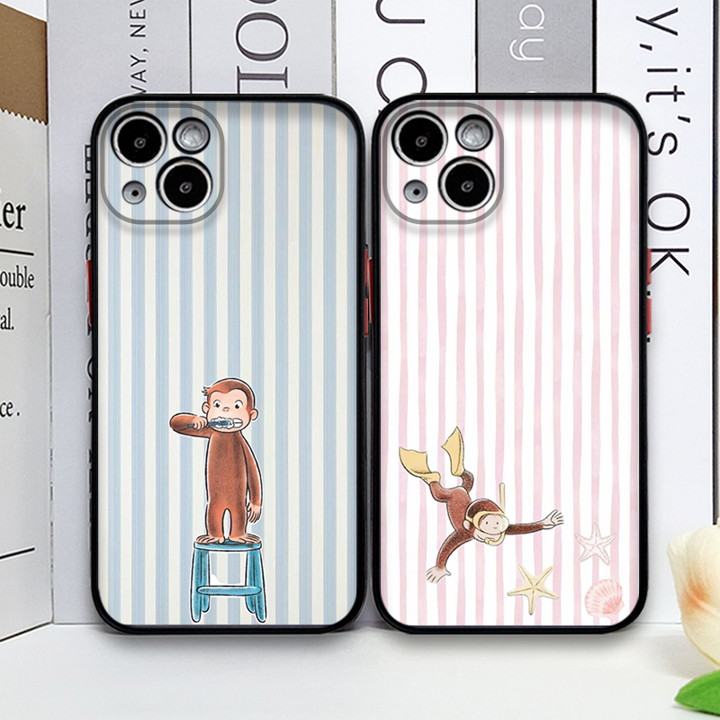Phone Cases For Iphone 13 - Cartoon Gestreifter Affe mit Katze Handyhülle